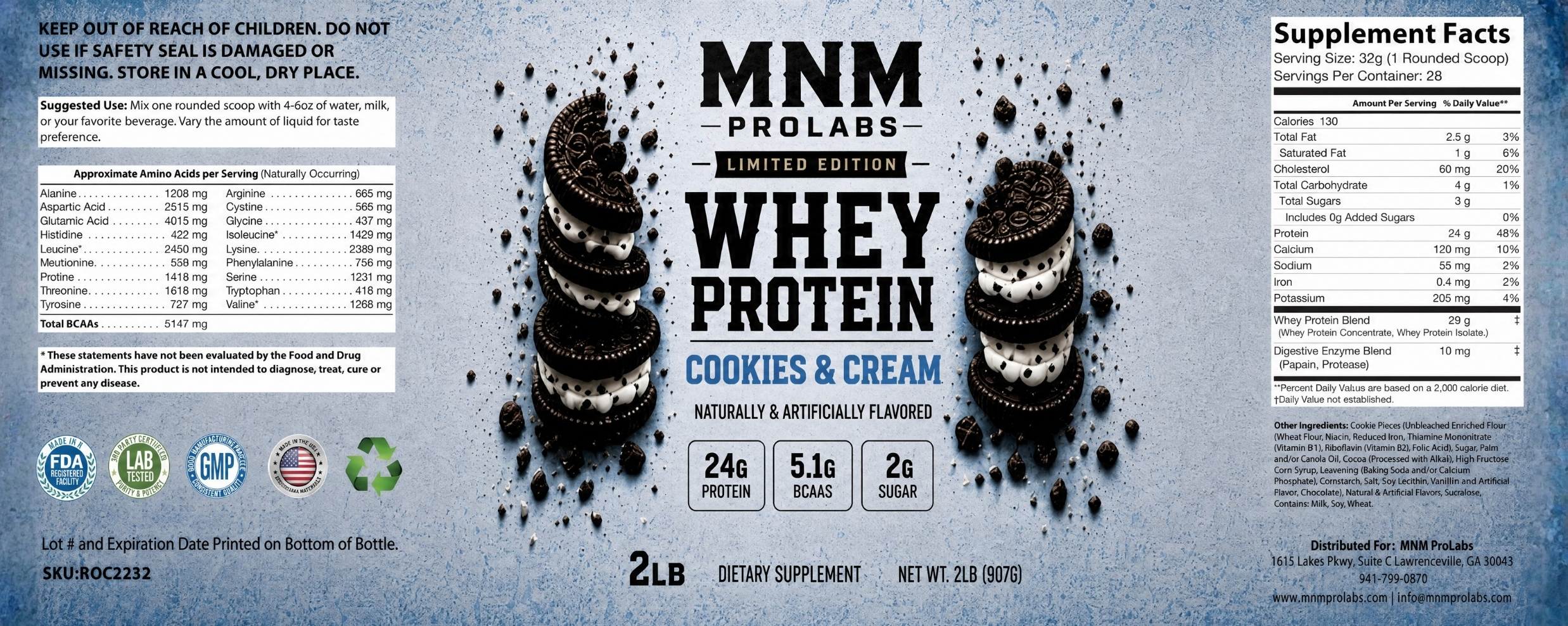 2lb Limited Edition Whey Protein Cookies and Cream - Image 4