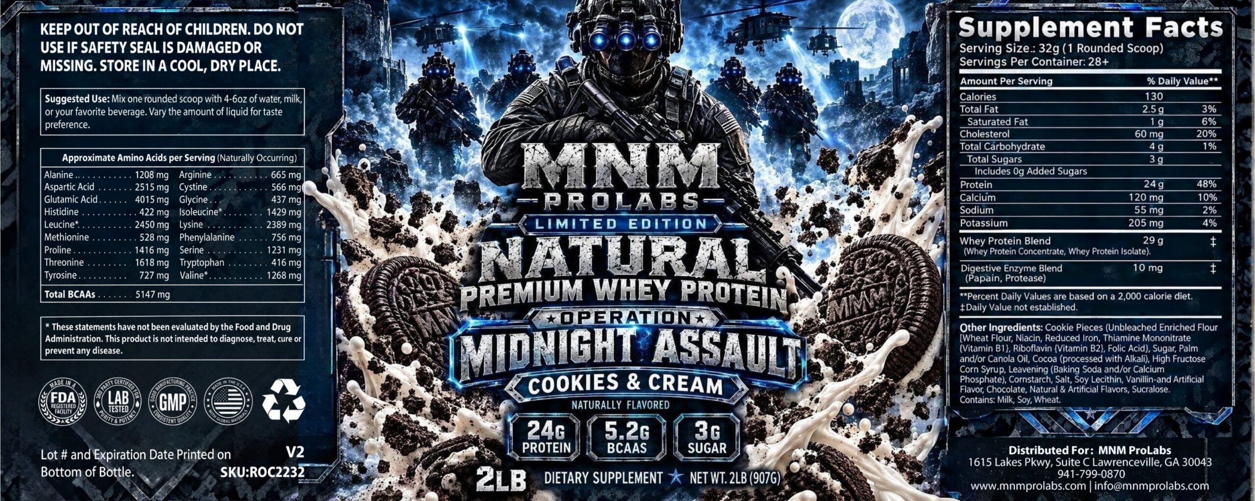 2lb Natural Premium Whey Protein Cookies & Cream - Image 4