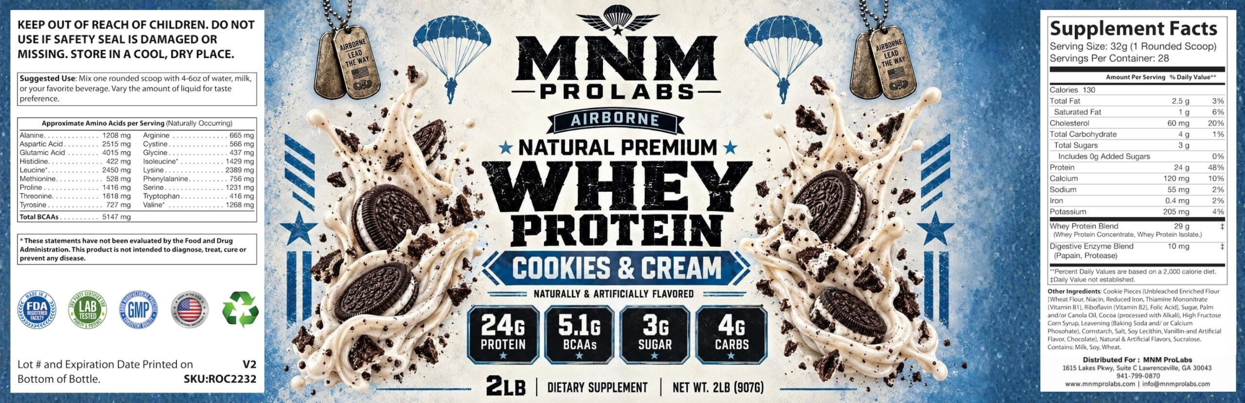 2lb Natural Premium Whey Protein Cookies & Cream - Image 6