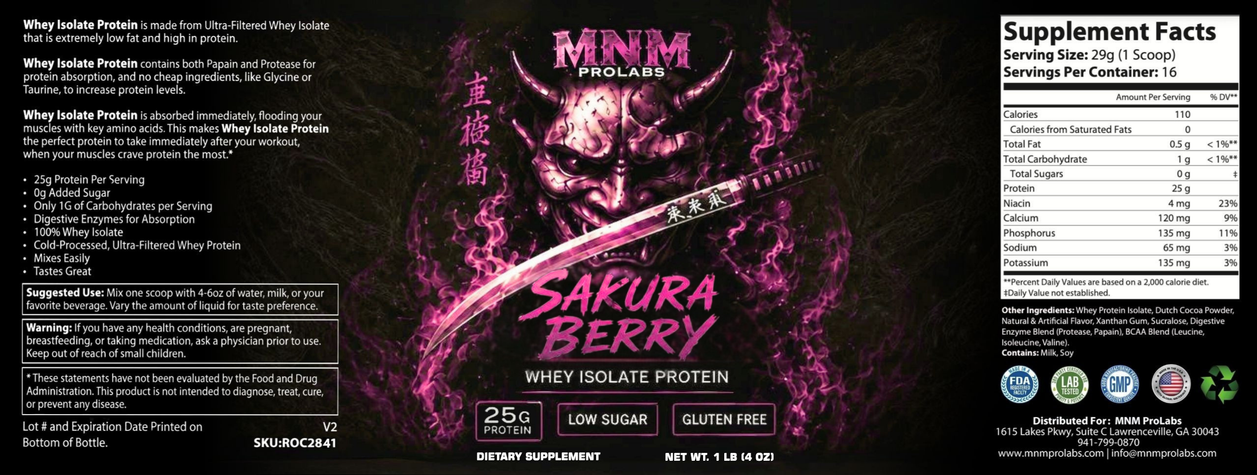 1lb Whey Isolate Protein - Sakura Berry - Image 3